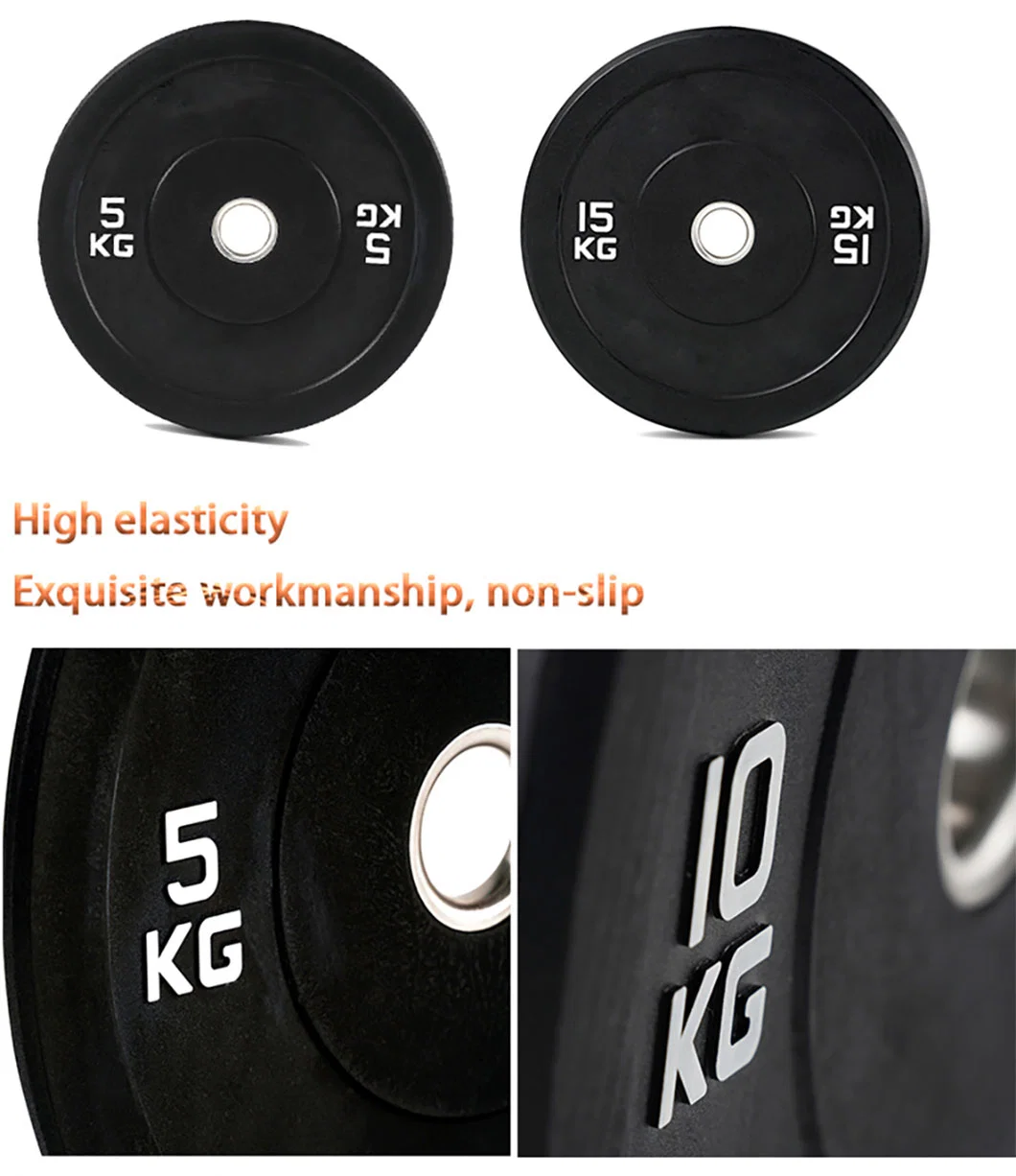 Bumper Plates Gym Home Barbell Rubber Weight Plates Black Rubber Weight Lifting Fitness Exercise Equipment Accessory