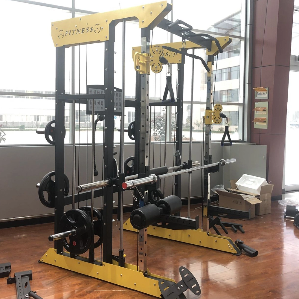 Home Gym Fitness Commercial Multi-Functional Trainer Cable Crossover Squat Power Rack Training All in One Trainer Gym Smith Machine Gym Equipment