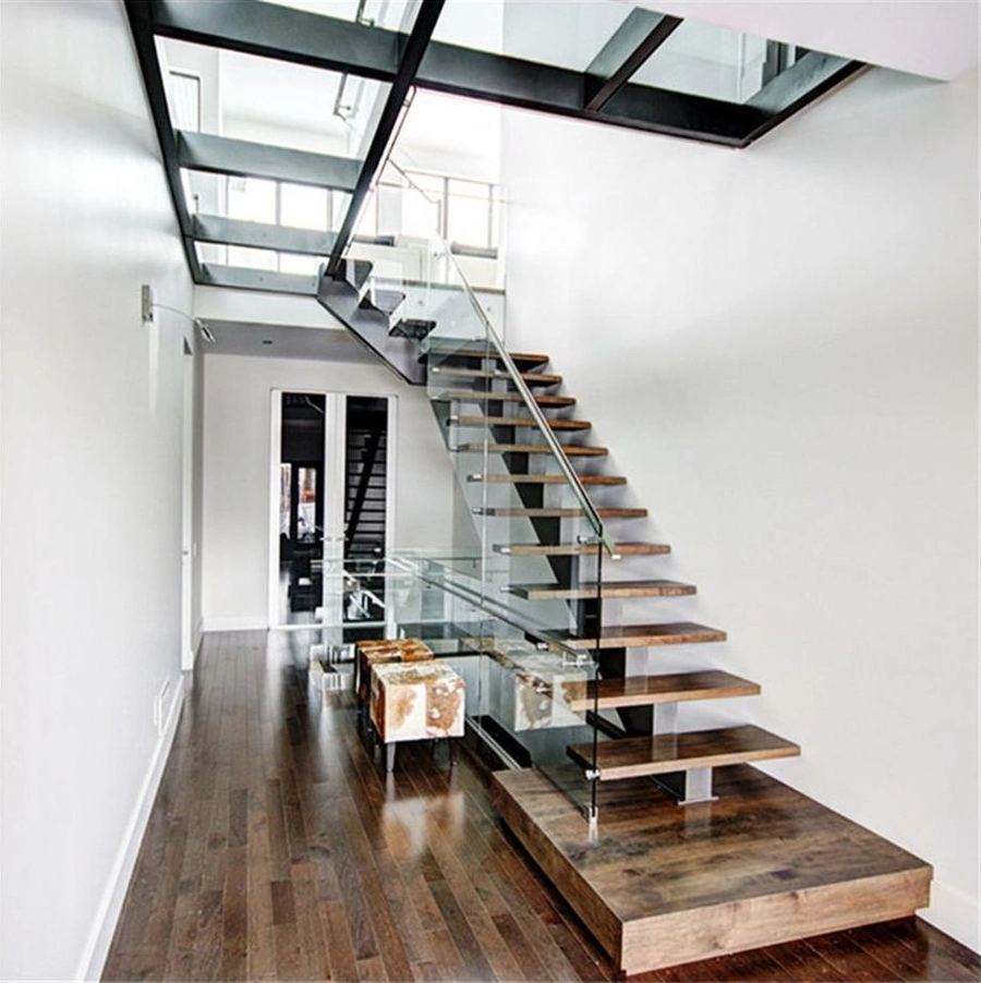 Prima Foshan Factory Modern Design Steel Wood Prefabricated Straight Staircase