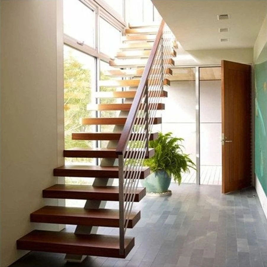 Prima Foshan Factory Modern Design Steel Wood Prefabricated Straight Staircase
